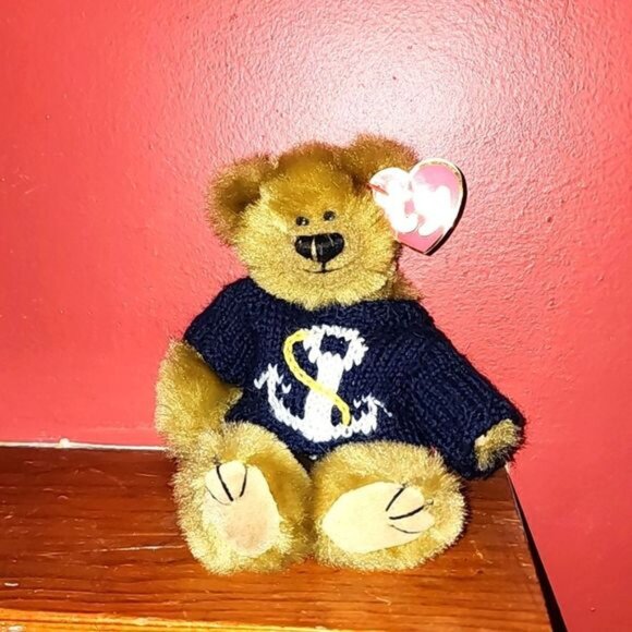 Ty AtticTreasures Collection Salty Bear W/Anchors Navy Blue Sweater W/Tag - Picture 1 of 2